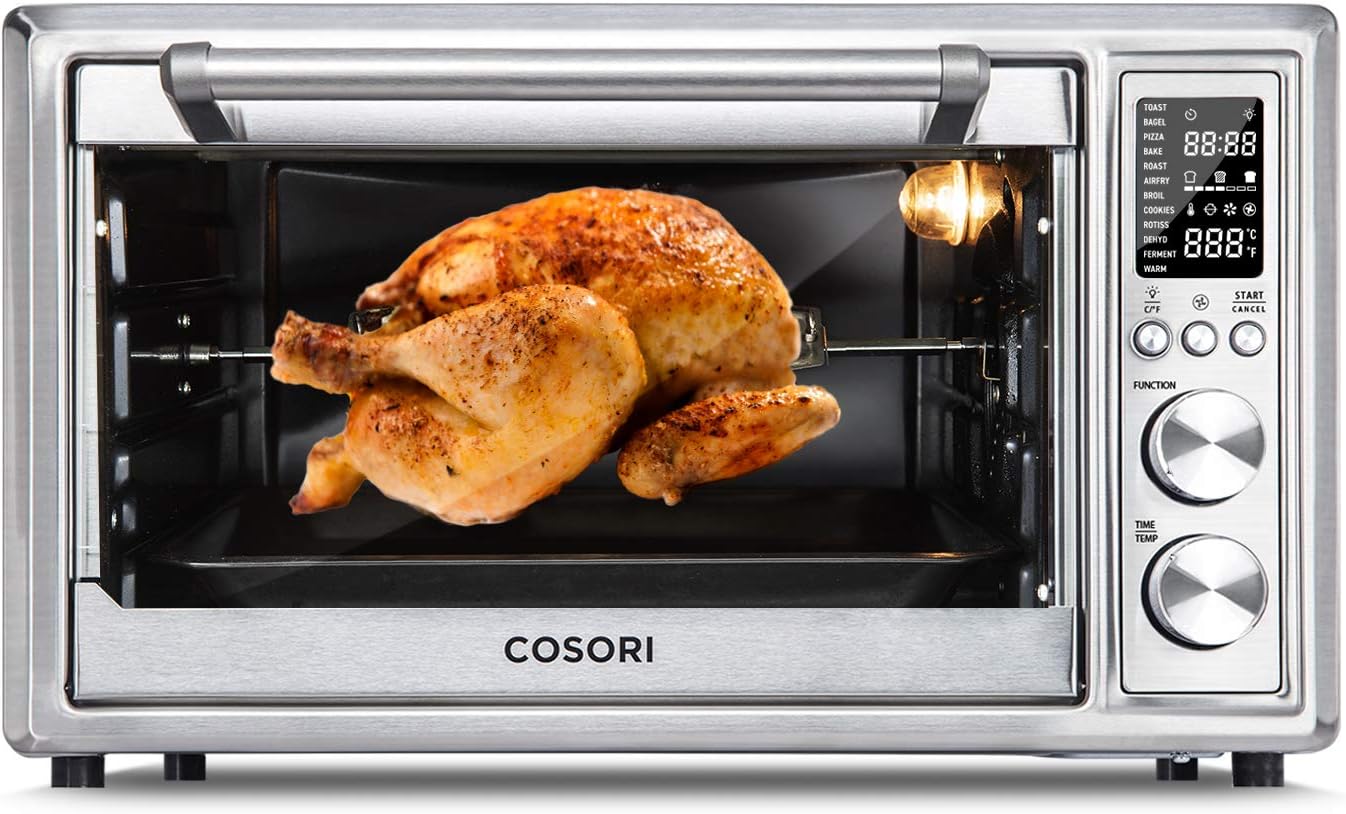 12-in-1 Air Fryer Toaster Oven Convection Roaster with Rotisserie & Dehydrator, 30L, Silver & Electric Kettle Glass Boiler Hot Water & Tea Heater with LED Indicator Light, 1.7L, Black X3423
