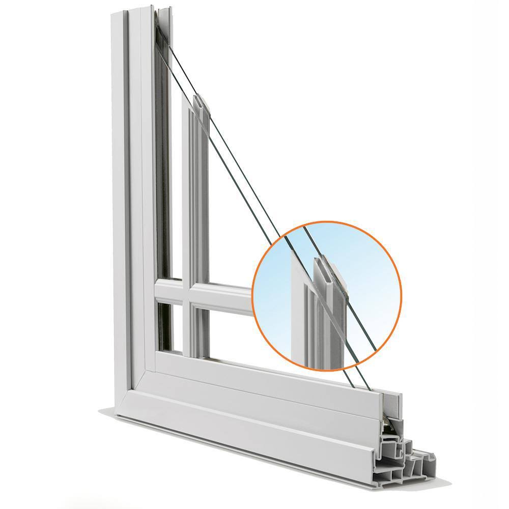 30 in. x 48 in. White Single-Hung Vinyl Window with 6-Lite Colonial Grids B278