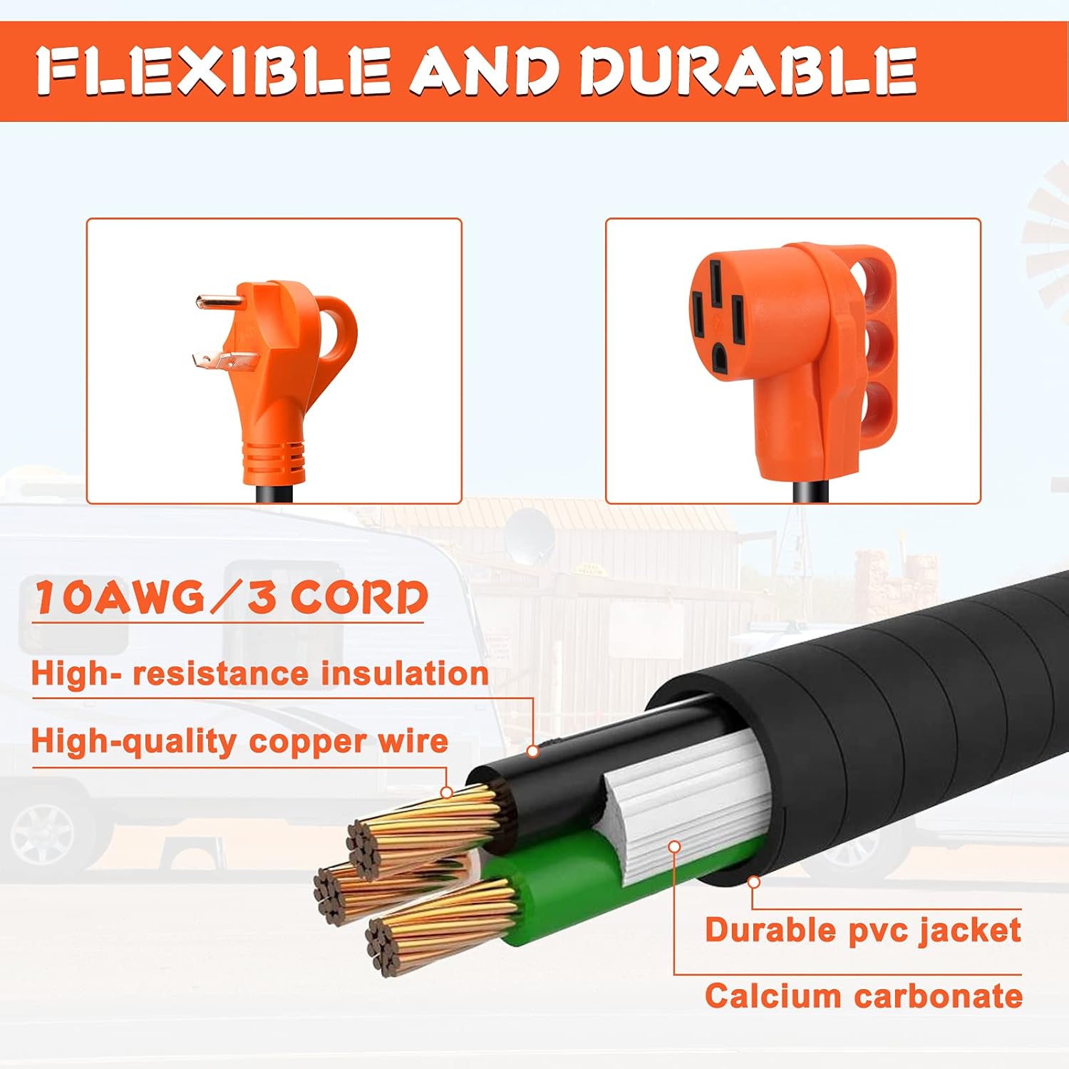 30 Amp Male to 50 Amp Female RV Adapter Cord 12inch W141422