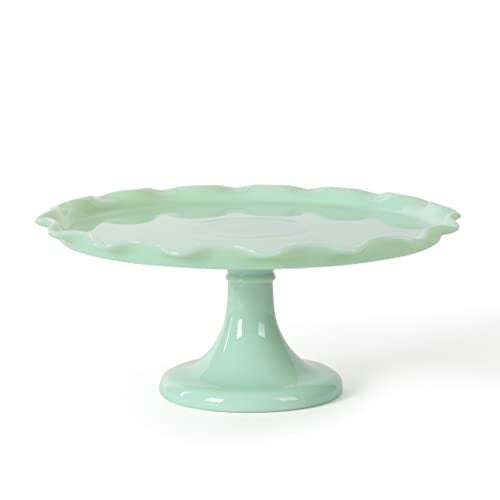 10 Inch Jadeite Cake Stand with Glass Dome J50914