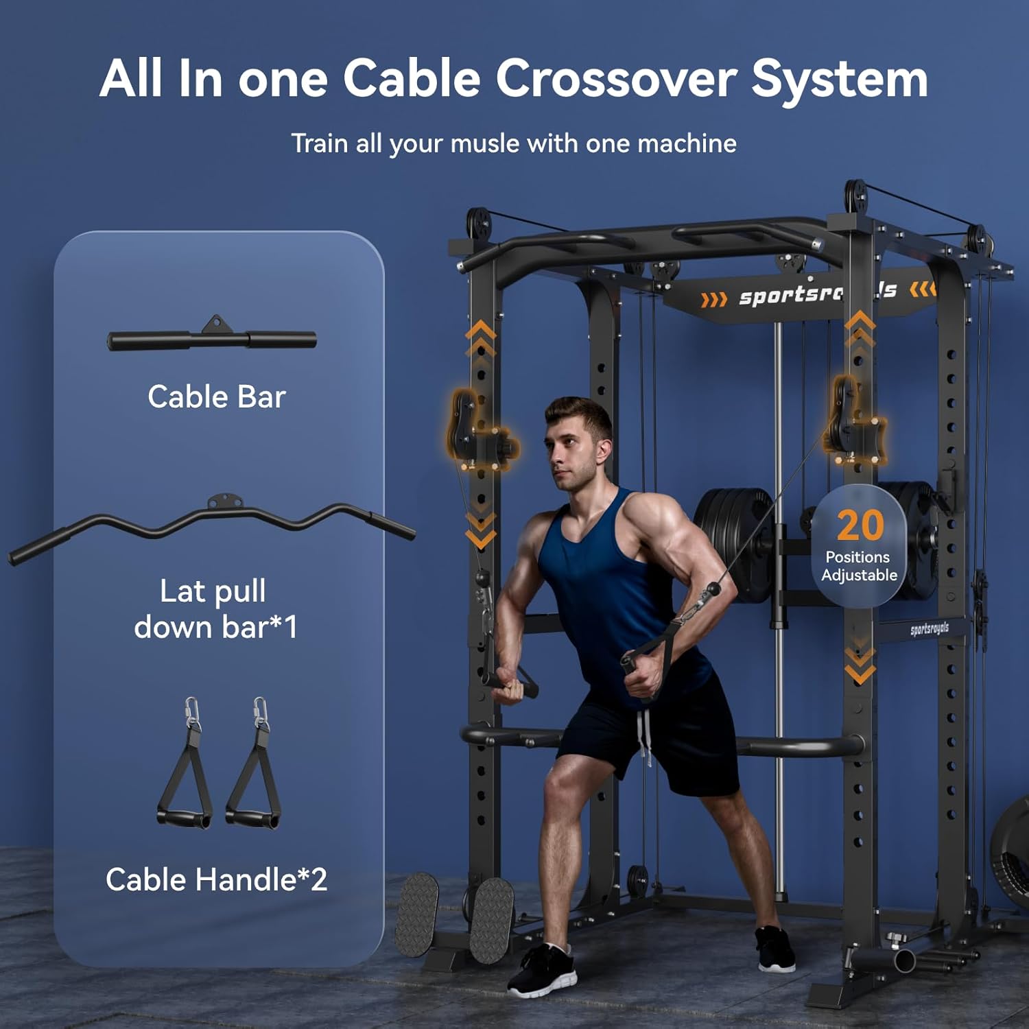 Power Cage with Adjustable Cable Crossover System R2659