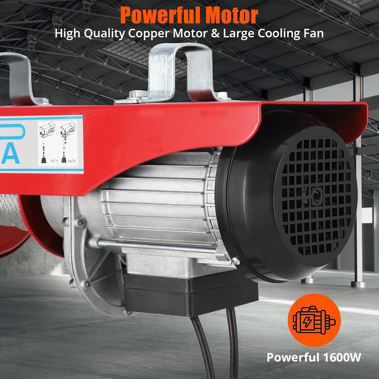 Electric Hoist 1760lbs 39FT Single Cable Lifting Height Steel Wire Winch W27186
