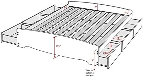 White Queen Bookcase Platform Storage Bed N827