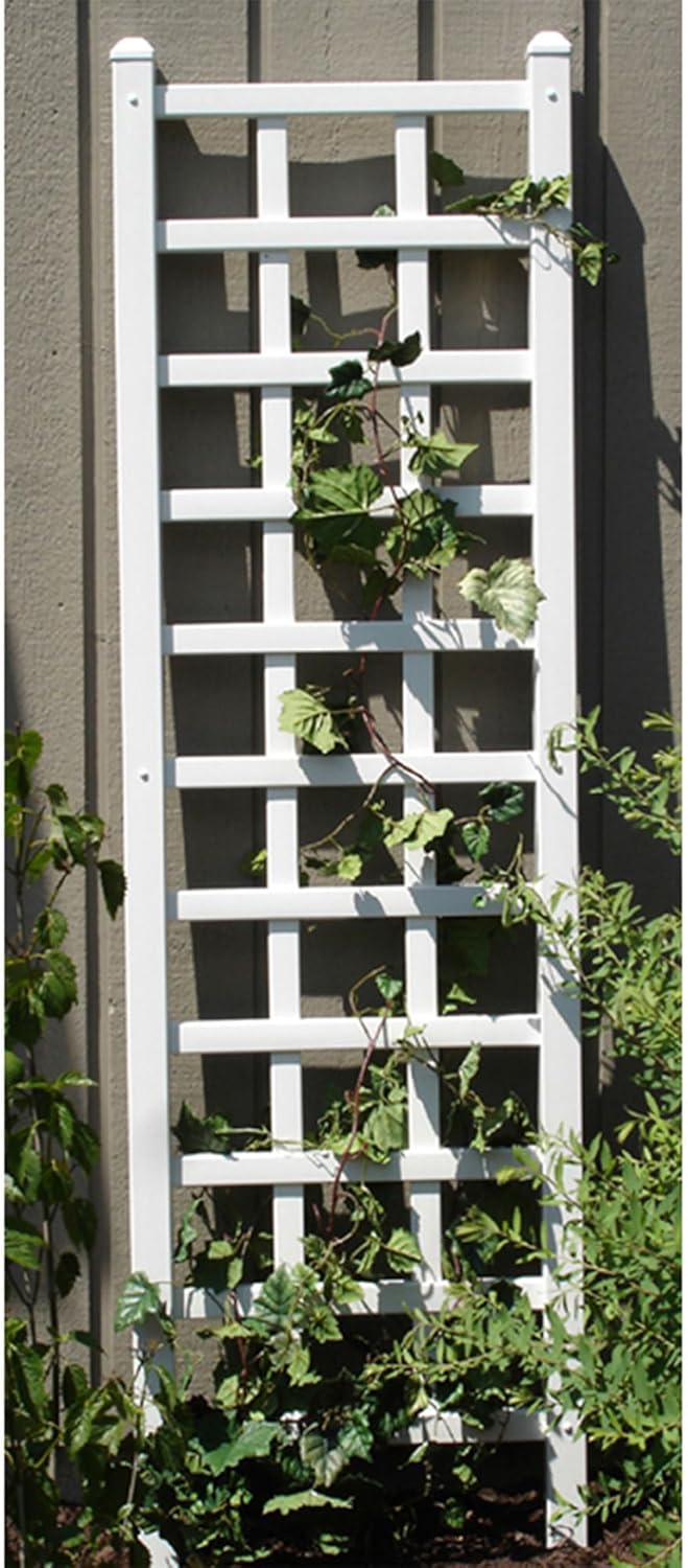 White PVC Vinyl Garden Patio Trellis with Ground Anchors R9810