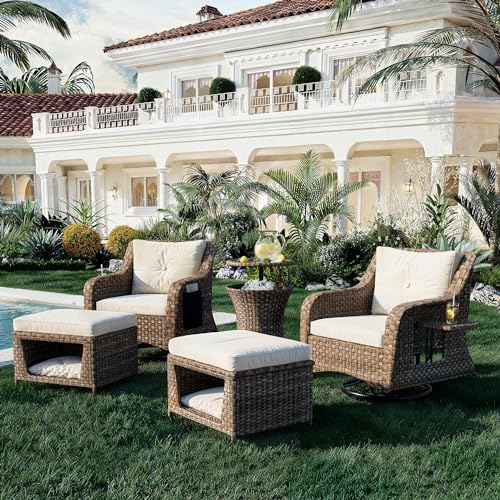Beige Rattan Patio Furniture Set of 5 with Pet House C704704