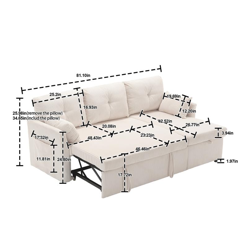 Orange L Shaped Convertible Sectional Sofa with Chaise Z498065