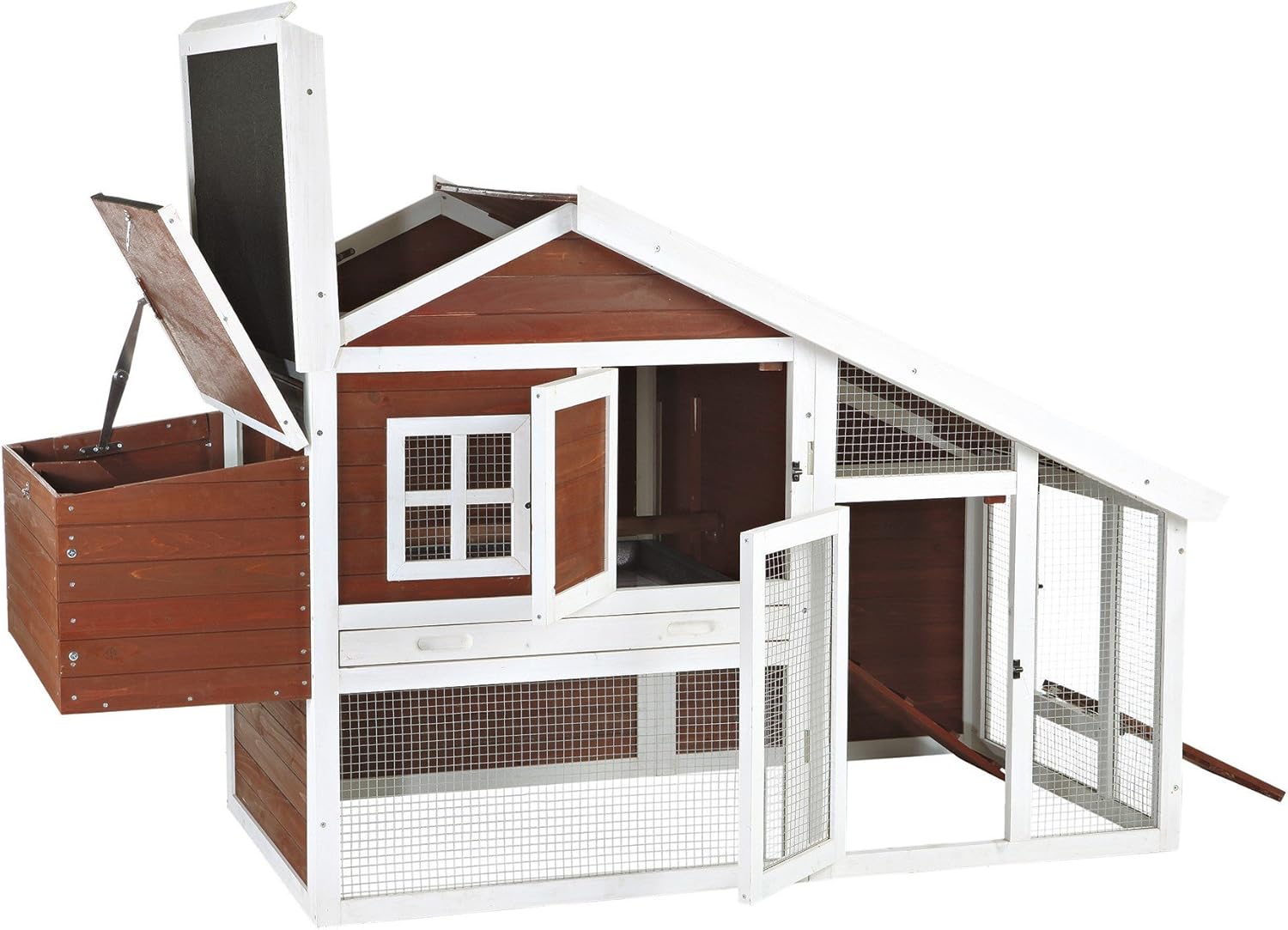 72-in Enclosed Outdoor Chicken Coop with Run and Nesting Box E725405