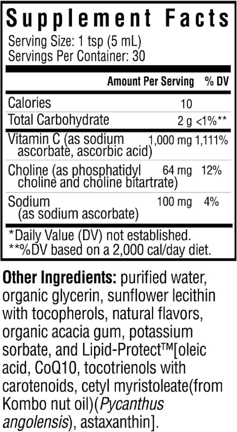 Liposomal Vitamin C Liquid Supplement, Natural Lemon, 5 Oz E602