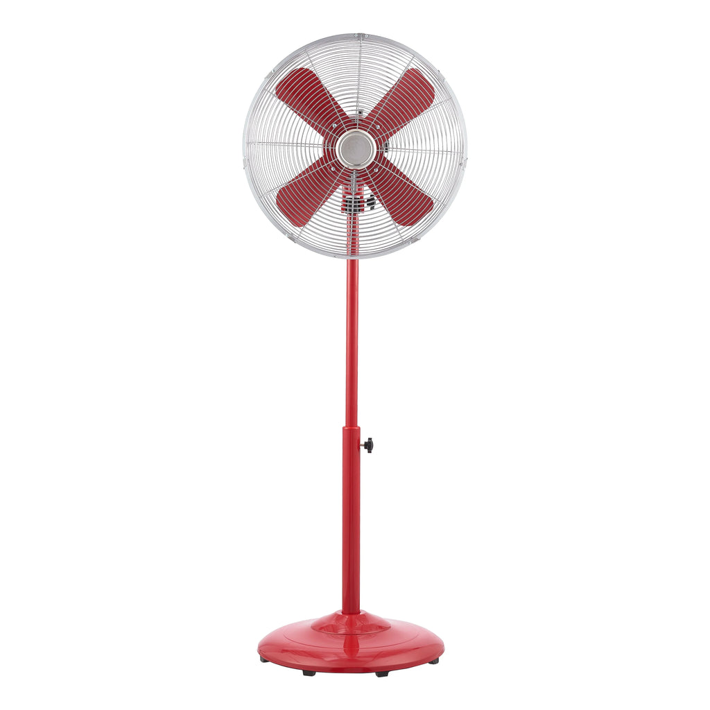 16 inch Adjustable Height Oscillating 3-Speed Metal Stand Fan in Red Z984