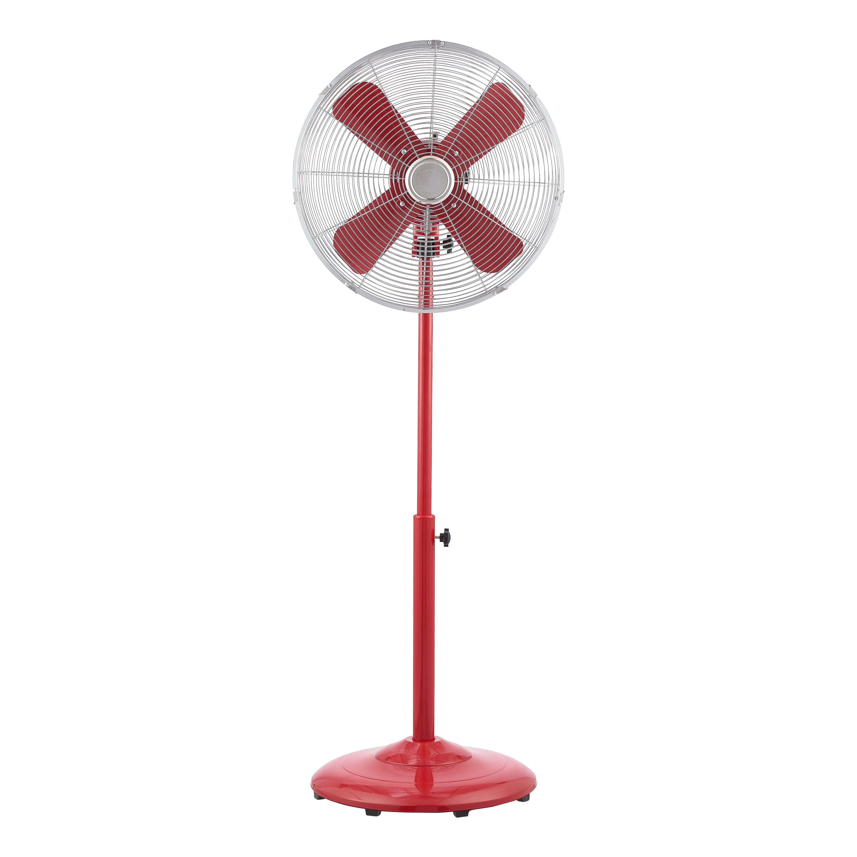 16 inch Adjustable Height Oscillating 3-Speed Metal Stand Fan in Red Z984
