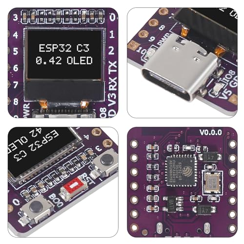 3PCS ESP32-C3 OLED Development Board with 0.42 Inch OLED Module Ceramic Antenna WiFi Bluetooth Q101