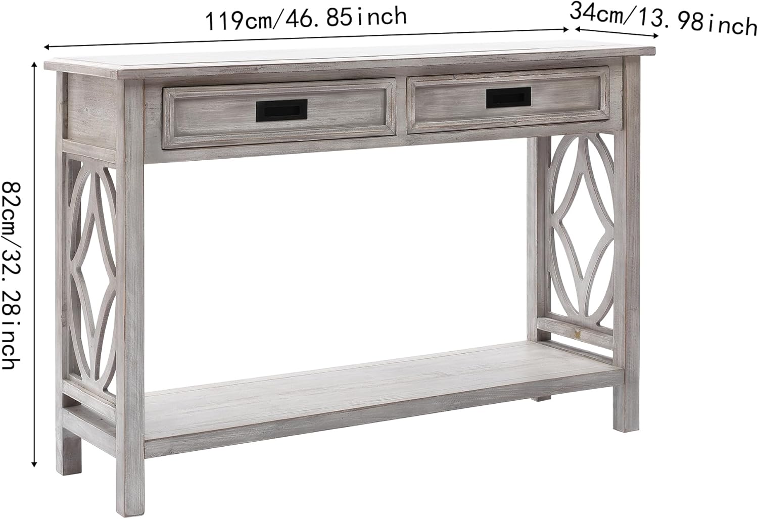Whitewashed Wood Console Table with Drawers G199649