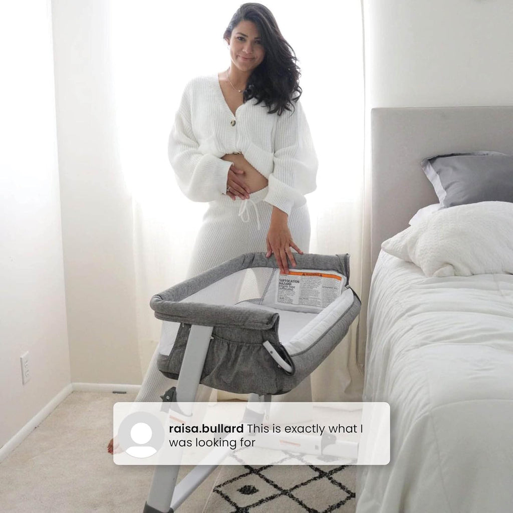 Grey Portable Baby Bassinet with Breathable Mesh T620