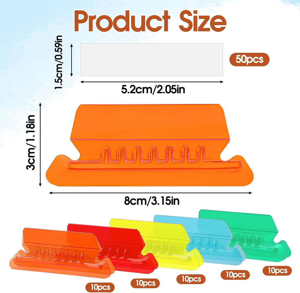 50 Pcs Multicolor Plastic File Tabs (4-Inch) N314