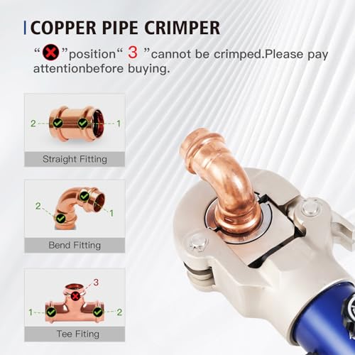 Hydraulic Copper Tube Crimping Tool with 1/2, 3/4 and 1-inch Jaw A4033