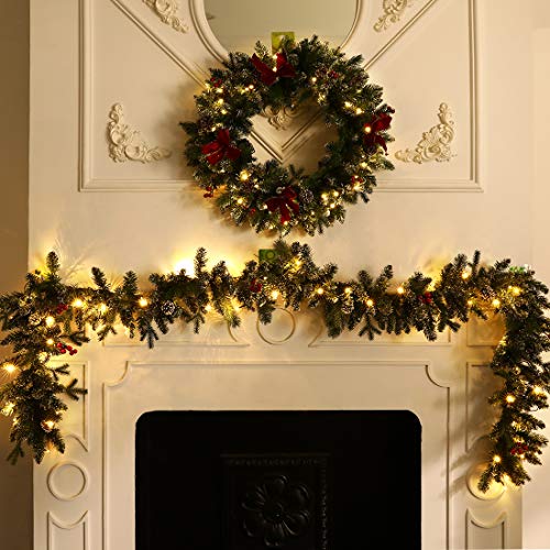 9 FT Pre-lit Christmas Garland with Lights J13126