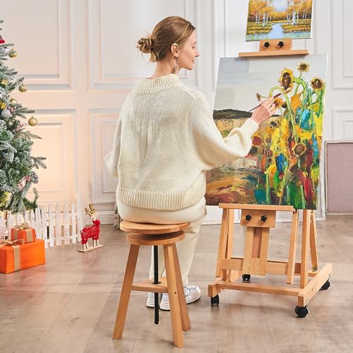 Natural Solid Beech Wood Swivel Stool I990