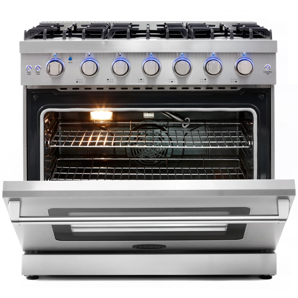 2 Piece Kitchen Appliance Package with 36" Freestanding Gas Range & 36" Island Range Hood N923261