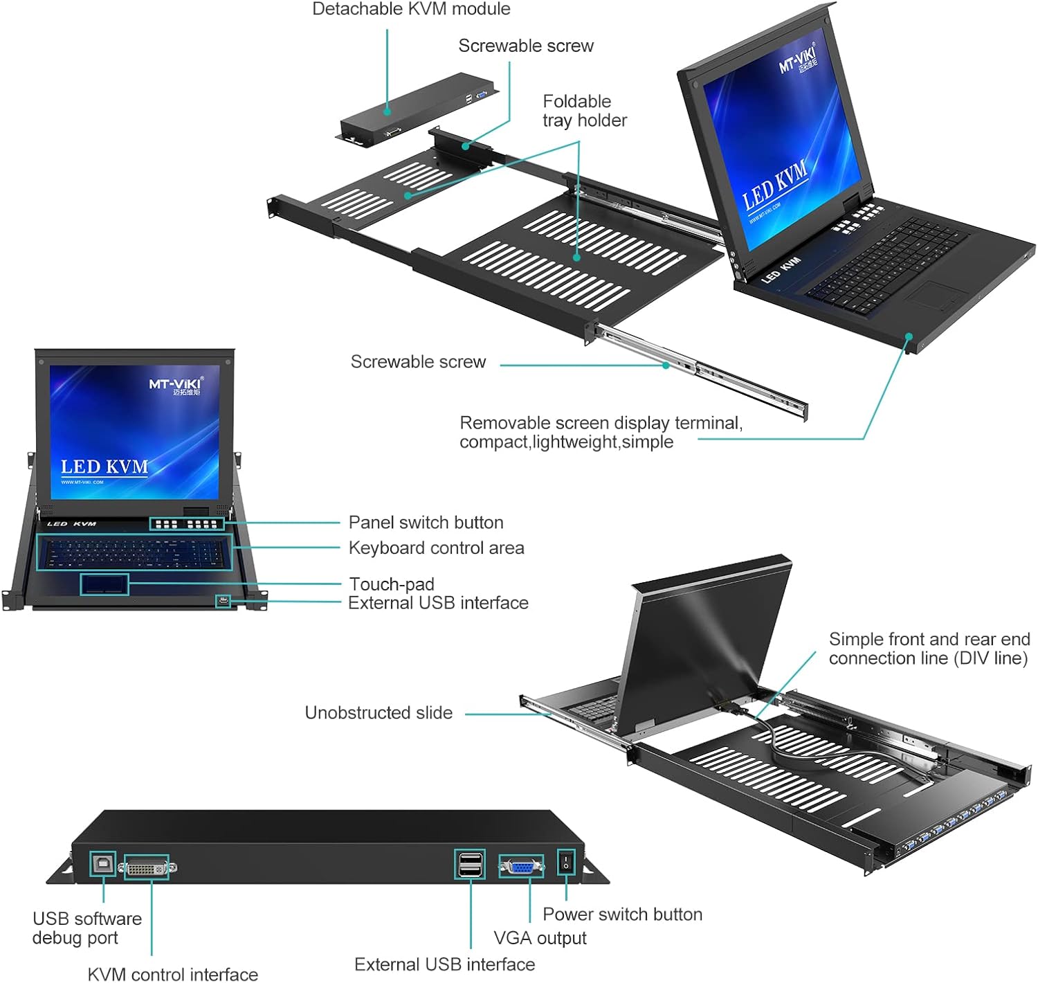 8 Port KVM Switch 1U Rack Mount with 17'' LCD Monitor D79000