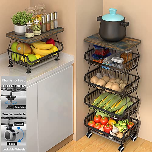 5 Tiers Metal Kitchen Storage Cart with Wheels G460965