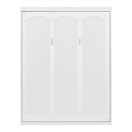 Queen Size Wood Murphy Bed with Shelves, Grey G354181