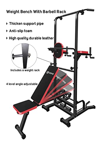 Adjustable Power Tower with Bench Pull Up Bar Dip Station M7647