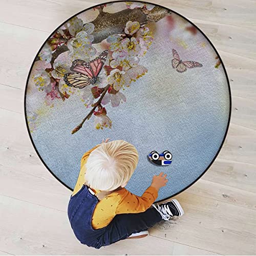 Grey Charcoal Bamboo Chair Mat Diameter 43.3 in H313