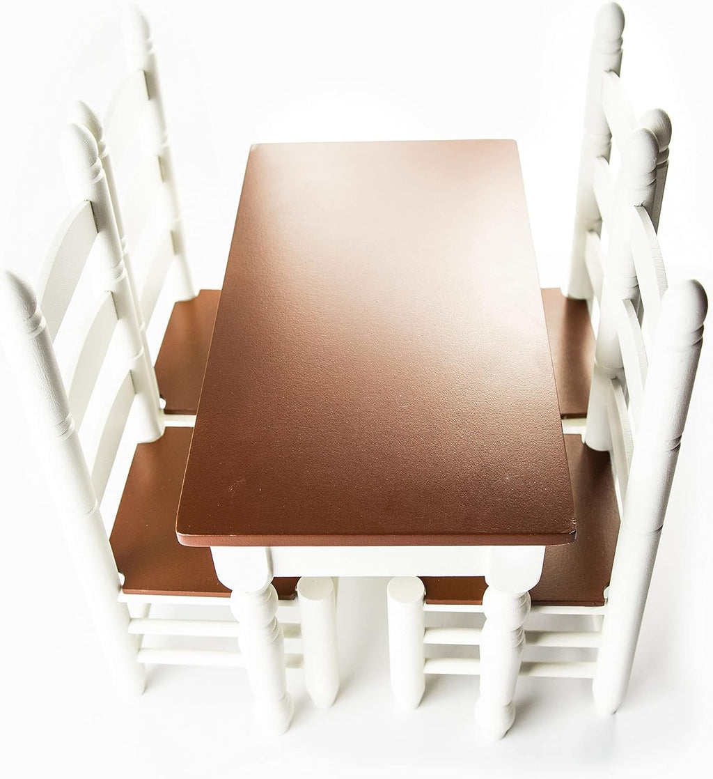18 Inch Doll Furniture Wooden Kitchen Table and Two Chairs U7041