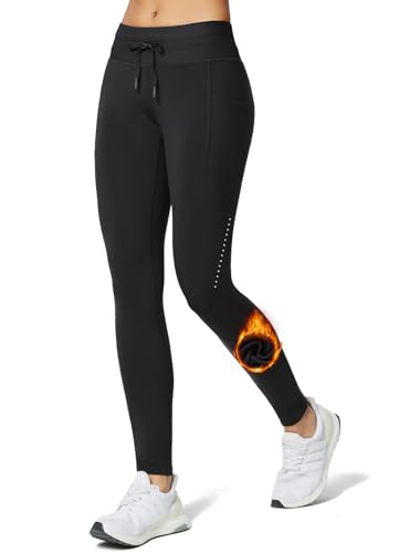 Women's Fleece Lined High Waisted Water Resistant Thermal Warm Winter Leggings with Pockets K347059