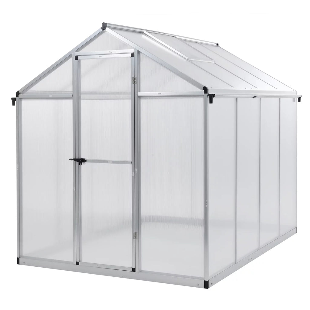 White 6' x 8' Polycarbonate Greenhouse with Aluminum Frame W229