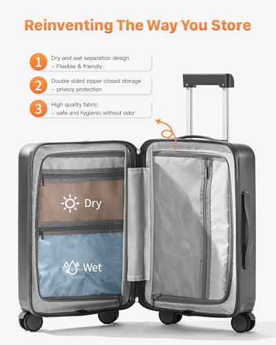 Grey Hardside Carry On Luggage with TSA Lock M3864