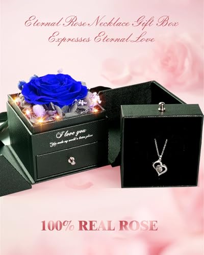 Red Preserved Real Rose Heart Necklace Z359884