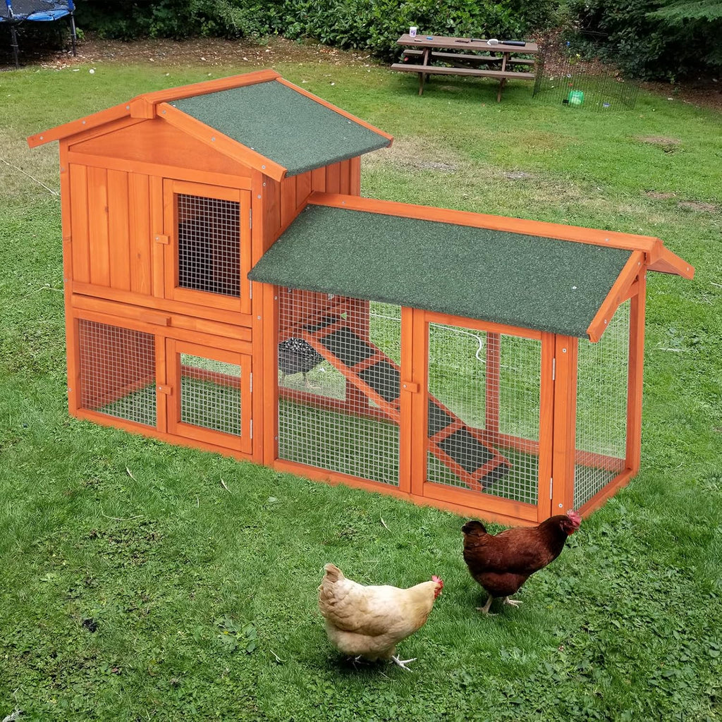61" Wooden Chicken Coop on Wheels with Waterproof Tray Z9426