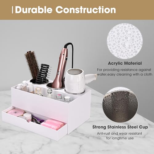 6-Hole Tabletop Blow Dryer & Hair Iron Holder Salon Appliance Stand with 3 Outlets Hair Tool Organizer (2 Pack) B364