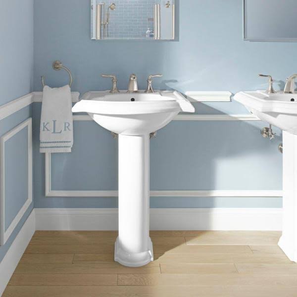 White 24x22 Pedestal Bathroom Sink X7630