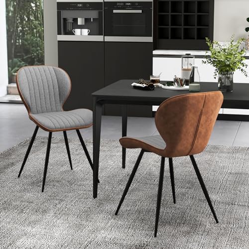 Upholstered Dining Chairs Set of 2 with Curved Backrest A8139