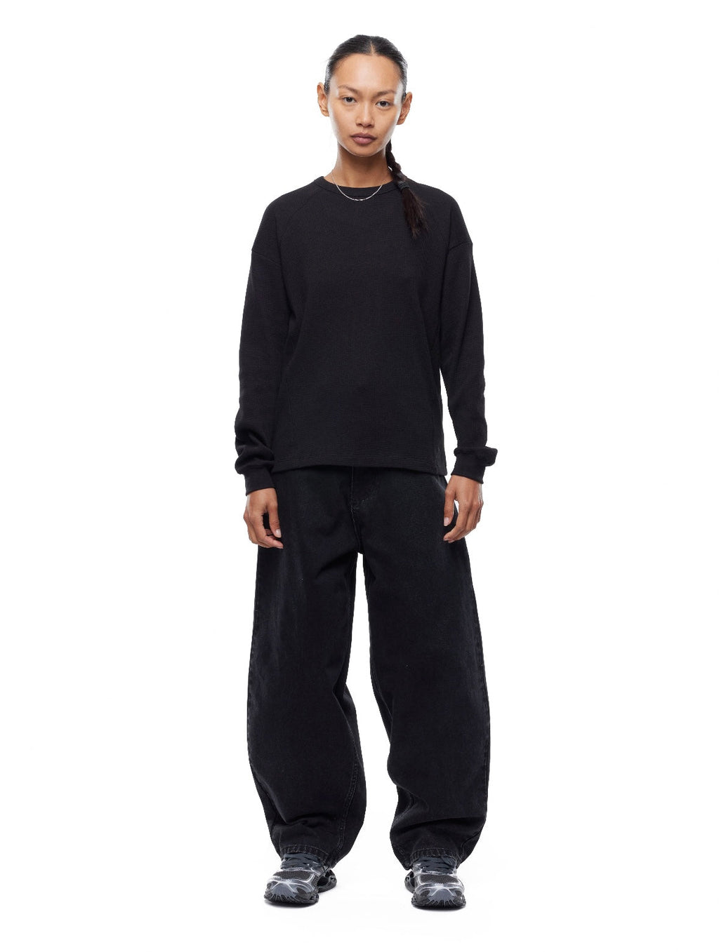 GA WAFFLE LONG-SLEEVE - BLACK
