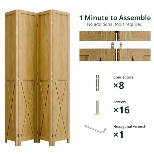 4 Panel 66.9 Inch Wood Room Divider M314770
