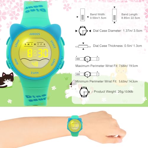 Waterproof LCD Digital Sports Kids Watch with 7 Color LED Lights O2823
