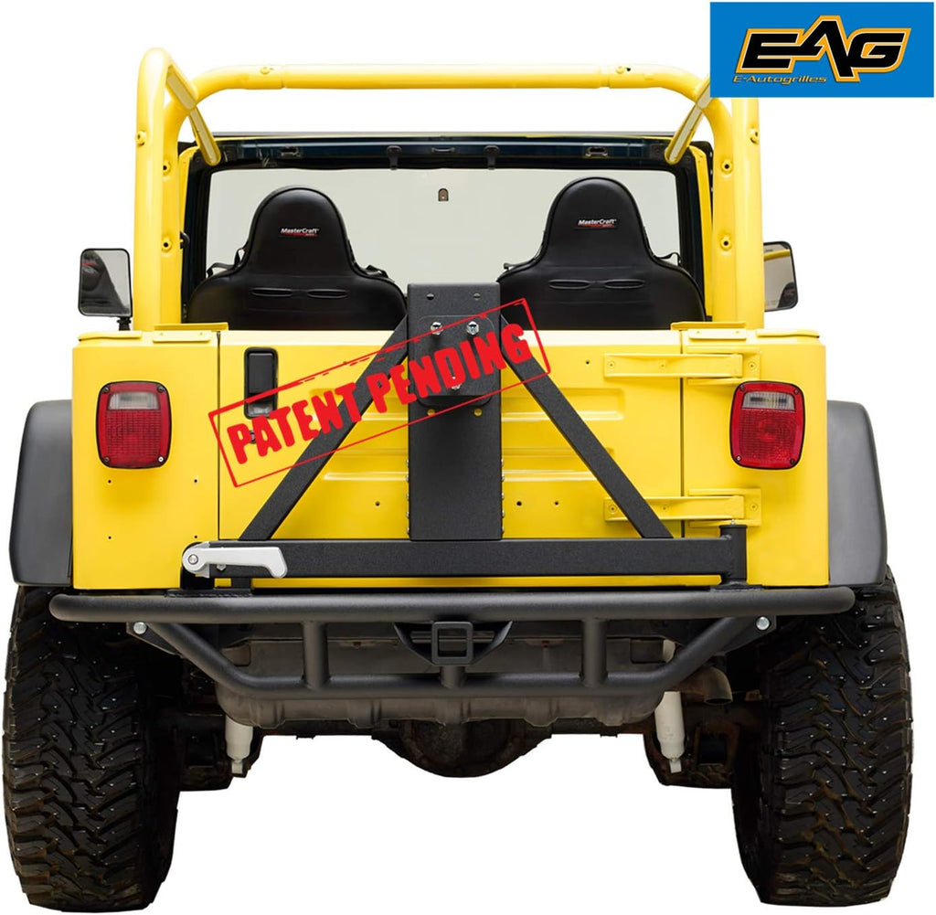 Black Tubular Rear Bumper with Tire Carrier Z27259