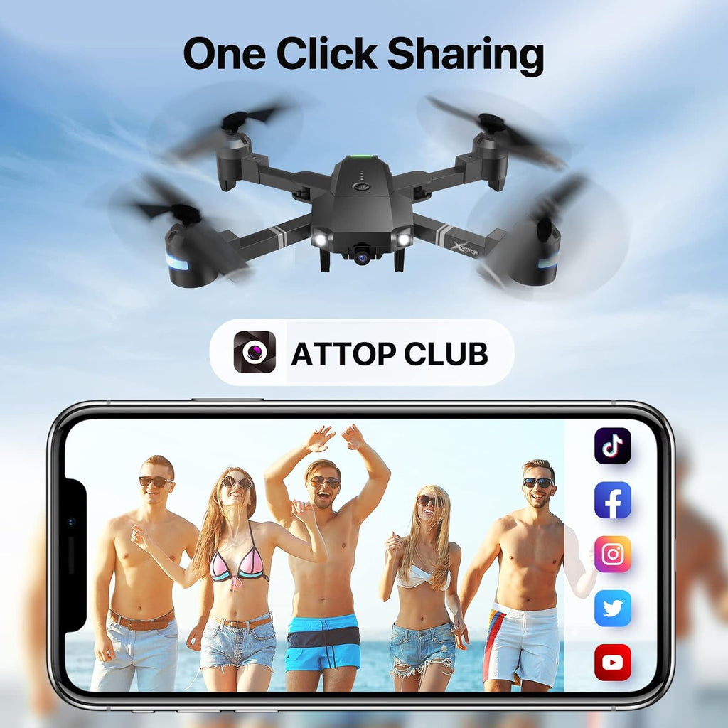 Foldable 1080P FPV Drone with 3 Batteries & Carrying Case X635