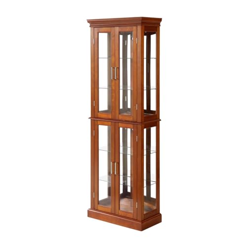 Cherry Wood Curio Cabinet with Tempered Glass Doors F35183