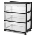 3-Drawer Black Clear Rolling Storage Cart U81844