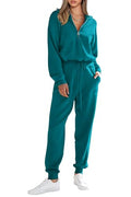 2 Piece Sweater Set Pullover Zip Up Sweatshirt Jogger Sweatpants Tracksuit B329814