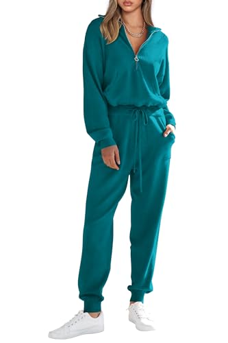 2 Piece Sweater Set Pullover Zip Up Sweatshirt Jogger Sweatpants Tracksuit B329814