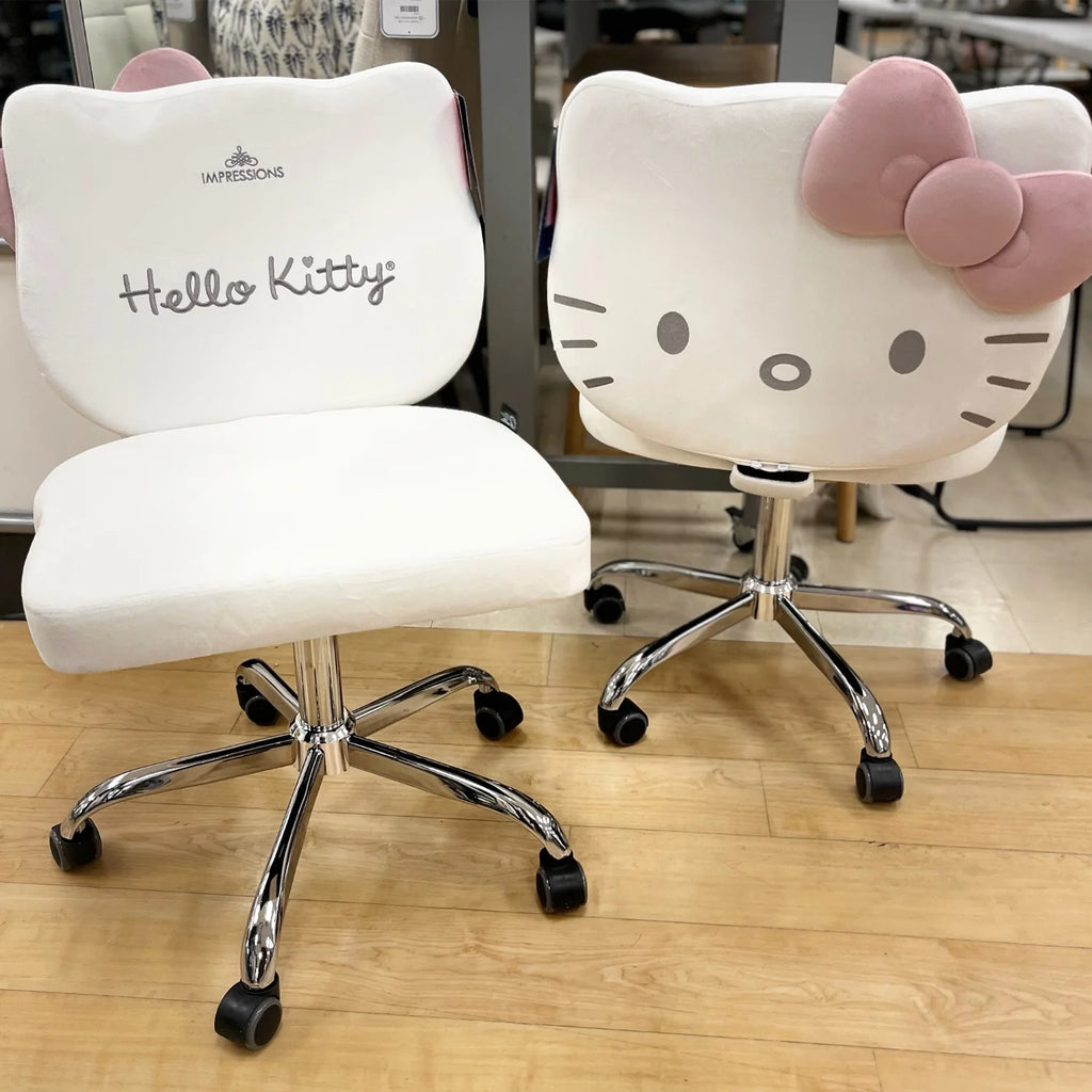 Pink Swivel Vanity Chair with Wheels F74744