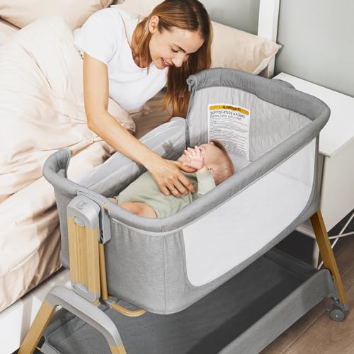 Navy Blue 3 in 1 Baby Bassinet with Mattress and Wheels U859332