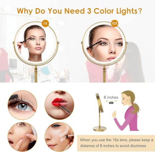 3000 mAh Rechargeable Double Sided Magnifying Vanity Mirror with 3 Colors Y2520