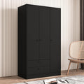 Black 3-Door 2-Drawer Wardrobe J40922