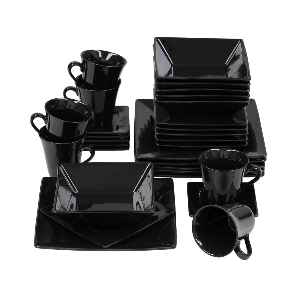 30 Piece Black Dinnerware Set Z3733